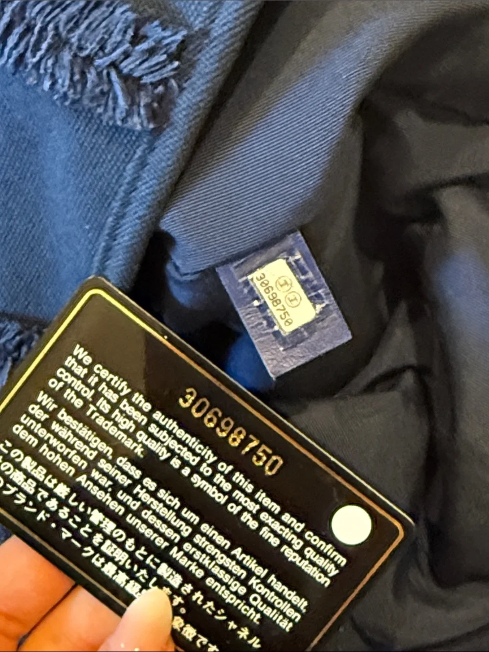 Chanel 21C Large Hobo Bag Navy & Gold